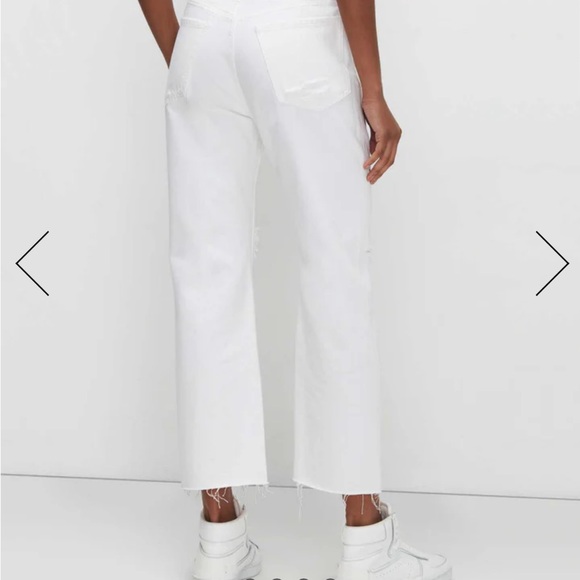 NEW 7 For All Mankind Easy Straight Ankle white crop jeans with embroidery - Picture 4 of 13